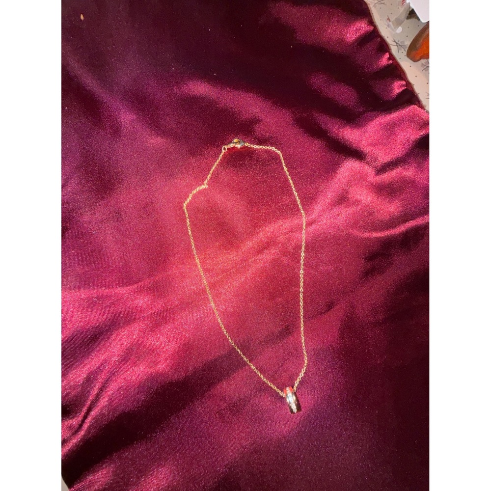 Gold Tone Pavé Crystal Barrel Pendant Necklace Cable Chain Lobster Clasp 18 Inch